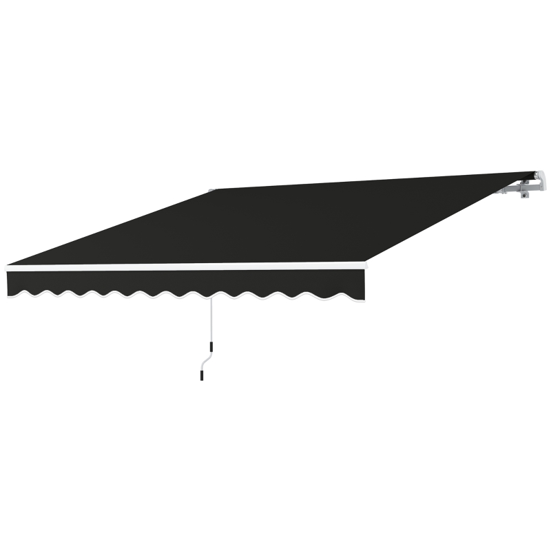Outsunny 3 x 2.5m Garden Patio Manual Awning, Retractable Canopy Sun Shade Shelter with Fittings and Crank Handle, Black