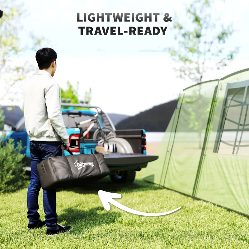 Outsunny 4 Man Tunnel Tent, Family Camping Tent with Porch, Bedroom and Living Area, Sewn in Groundsheet, 3000mm Waterproof, Portable with Bag for Hiking, Festival, Backpacking, Green