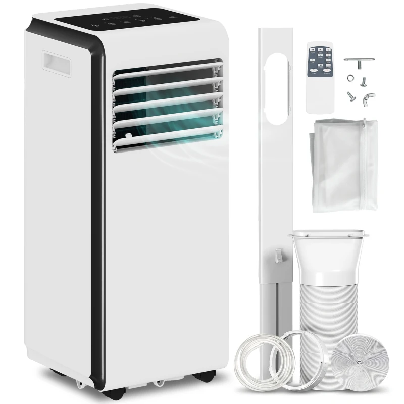 HOMCOM Portable Air Conditioner 9000 BTU, 4-in-1 Air Conditioning Unit with Cooling, Dehumidifier, Fan, Sleep Mode, White