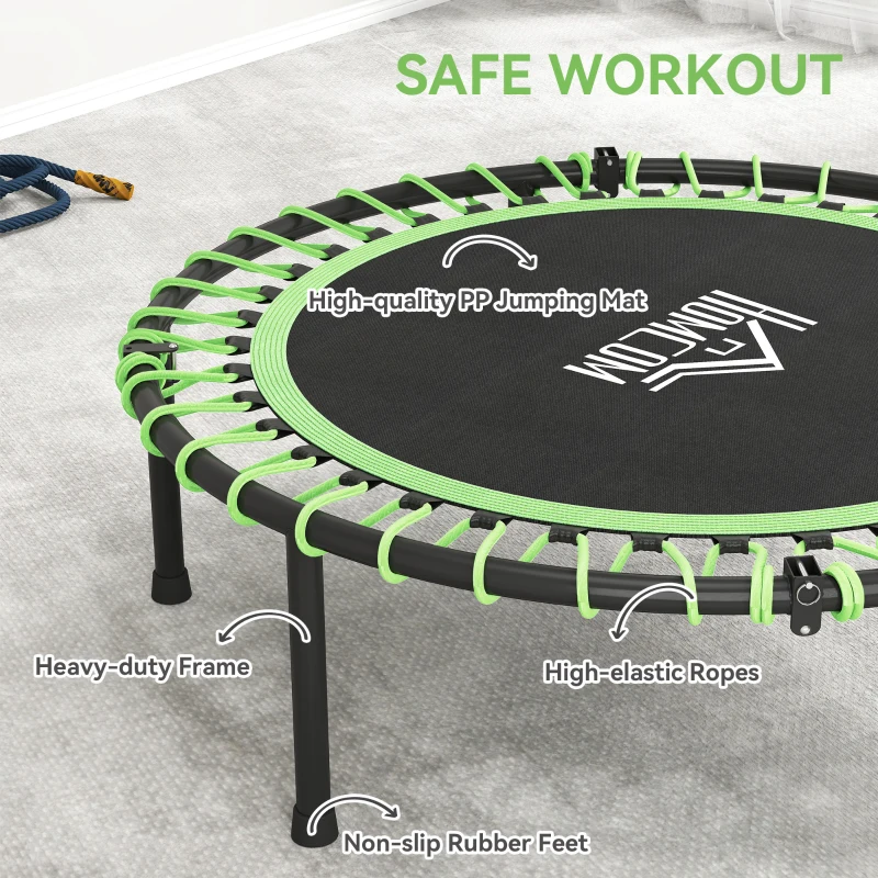 HOMCOM Mini Round Steel Frame Trampoline w/ Adjustable Handle, Green