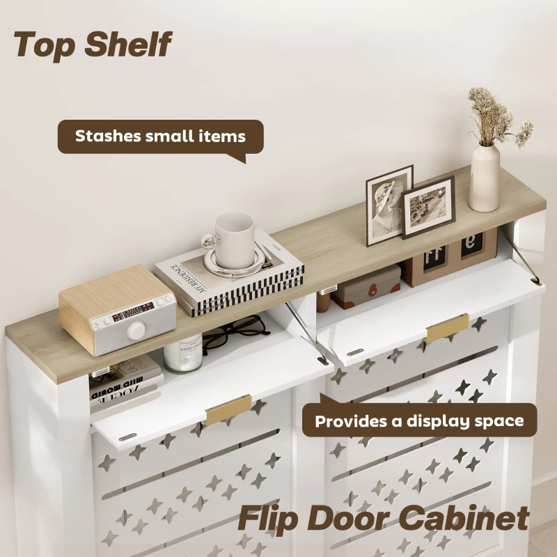 HOMCOM 108 x 19 cm Minimal Radiator Cover, with 2 Drawers - White