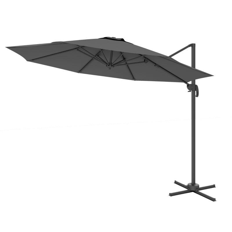 Outsunny 3 x 3m Overhanging Cantilever Parasol - Black