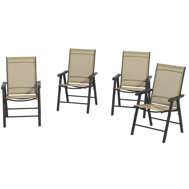 Outsunny Set of Four Folding Garden Chairs - Light Brown