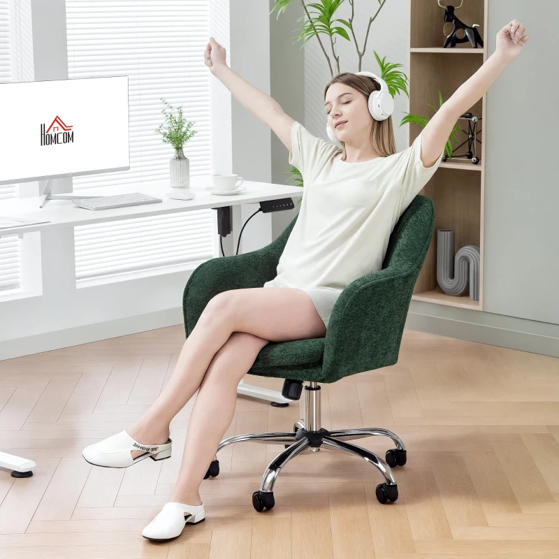 HOMCOM Snow Flannel Office Chair - Dark Green