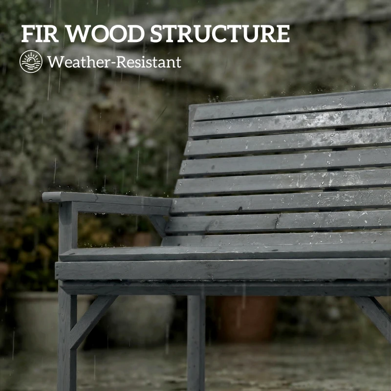 Outsunny 2 Seater Wooden Garden Bench, Slatted Patio Bench with Armrest and Backrest, Outdoor Furniture for Indoor, Balcony