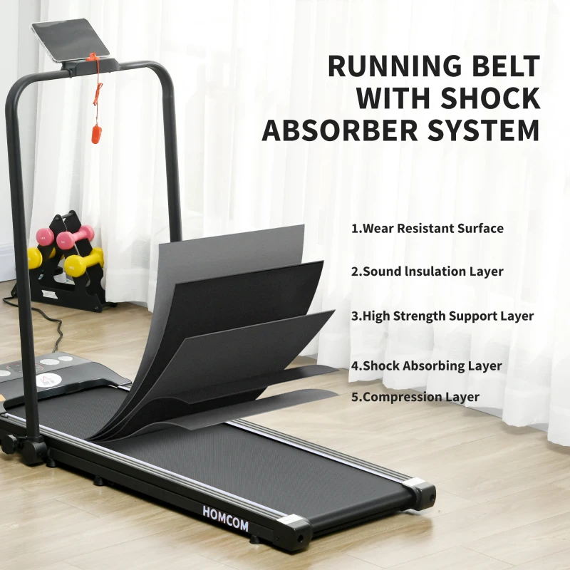 HOMCOM Foldable Walking Treadmill, with LED Display and Wheels, for Home, Office, Gym, Blue
