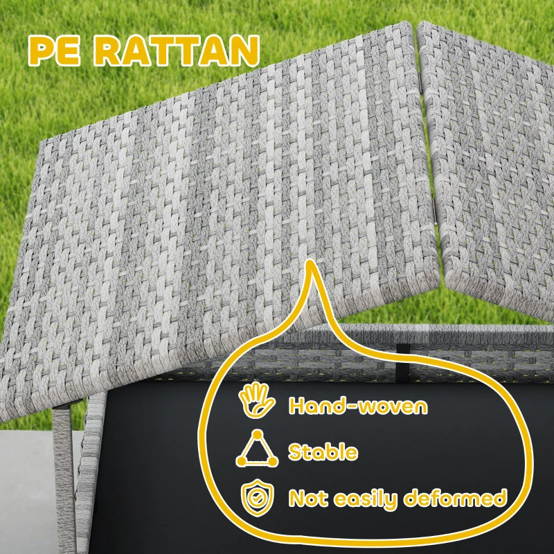 PawHut Extendable Elevated Dog Bed, Rattan Dog House, with Water-Resistant Roof, Removable Cushion, Charcoal Grey