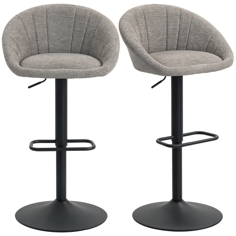 HOMCOM Set of Two Relaxed Tub Bar Stools - Grey