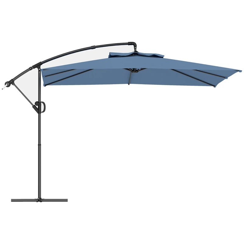 Outsunny Umbrelă de Soare Suspendată cu Rotire la 360°, Mâner cu Manivelă și Înclinare, 300x325x230 cm, Kaki