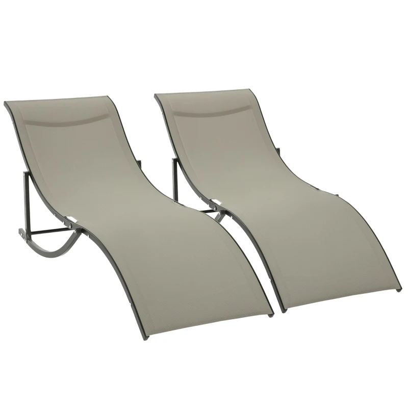Outsunny Set 2 Sdraio da Giardino Pieghevoli, Lettino Prendisole in Alluminio e Textilene, 61x165x63cm