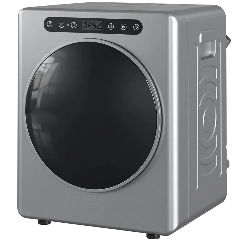 HOMCOM Uscător cu evacuare 5kg, uscător compact independent tip încărcare frontală 1000W cu tambur din oțel inoxidabil, timer, argintiu
