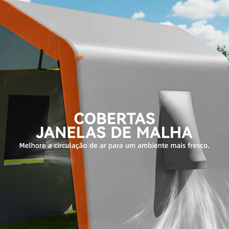 Outsunny Tenda Garagem Portátil 2,4x1,8 m para Carro Impermeável com Porta Zipada e Enrolável, Janelas UPF30+ Cinzento Claro