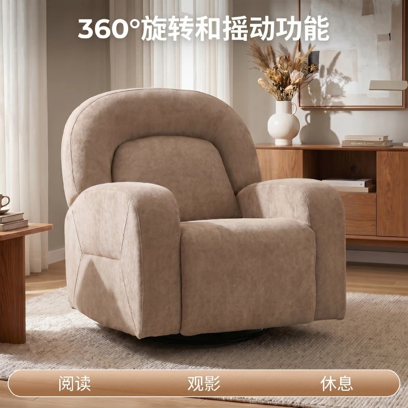 HOMCOM Relaxsessel, 360° Drehbarer Liegesessel mit Wolkenweichem Samtstoff, Breitem Sitz, für Wohnzimmer, Khaki