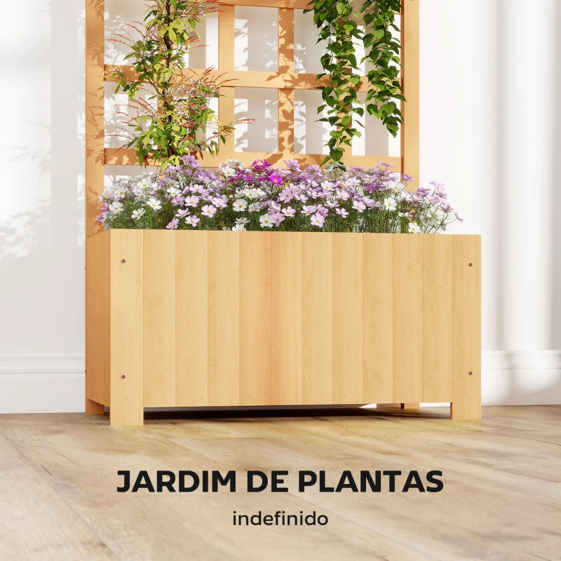 Outsunny Floreira com Treliça de Madeira para Plantas Trepadeiras com Orifícios de Drenagem Floreira Elevada 60x30x120 cm Madeira