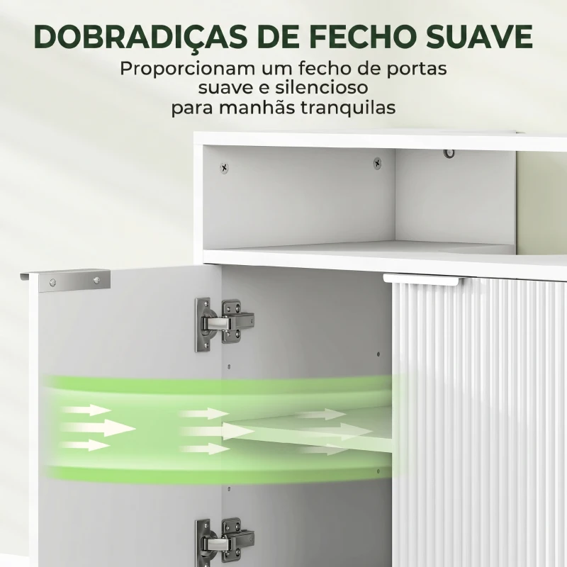 HOMCOM Móvel para Lavatório Pousar com 2 Portas Canaladas para Lavatório com ou sem Pedestal  60x33x63 cm Branco
