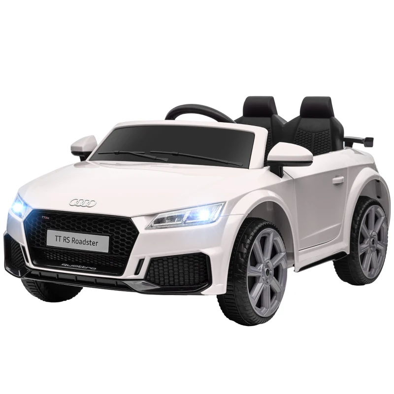 HOMCOM Kinder-Elektroauto, Audi TT RS Roadster, 3 km/h, Fernbedienung, LED, USB, Weiß(m-10)