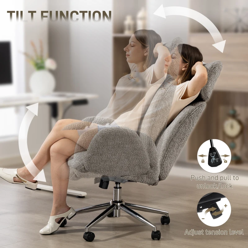 HOMCOM Bürostuhl mit verstellbarer Kopfstütze, ergonomischer Schreibtischstuhl, Kippfunktion, höhenverstellbar, Dunkelgrau