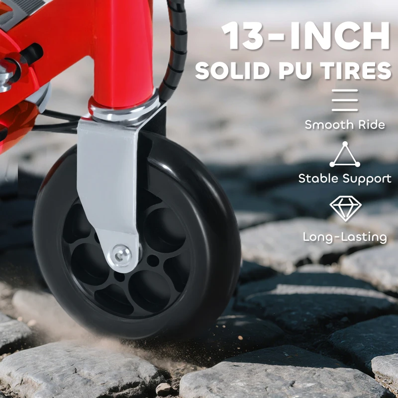 HOMCOM Foldable Electric Scooter for Teens Over 7 years old 12V Battery 120W-Red