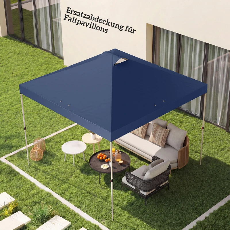 Outsunny Pavillon-Dach Ersatz UV50+ wasserfest mit 8 Abflusslöchern 3 x 3 m, Blau