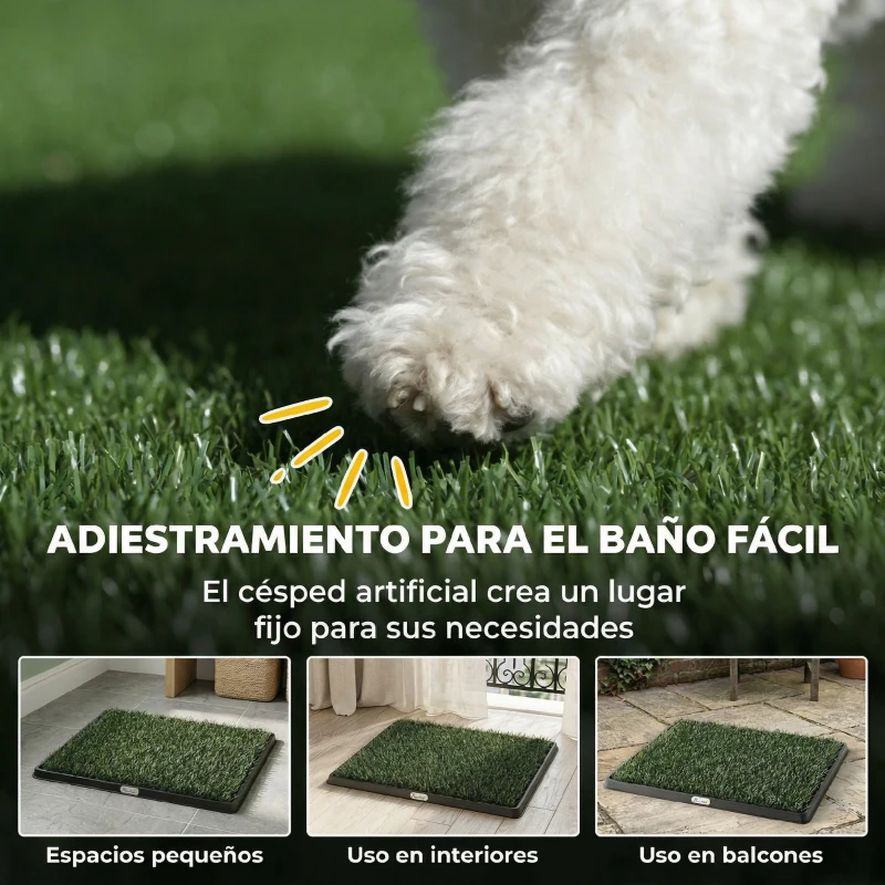 PawHut Inodoro para Perros con Césped Artificial 63x50,5 cm Bandeja Sanitaria para Perros para Entrenamiento con Drenaje Verde