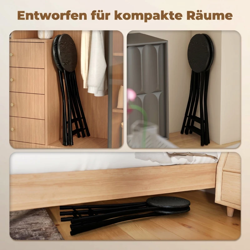 HOMCOM Lot de 2 Tabourets de Bar Pliables, Chaises de Bar Ronds avec Double Repose-Pieds, Cadre en Acier, Noir