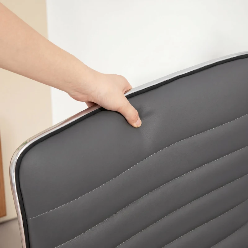 HOMCOM Scaun de Birou Ergonomic din Piele PU, cu Înălțime Reglabilă, Șezut Rotativ și Roți, Gri Închis
