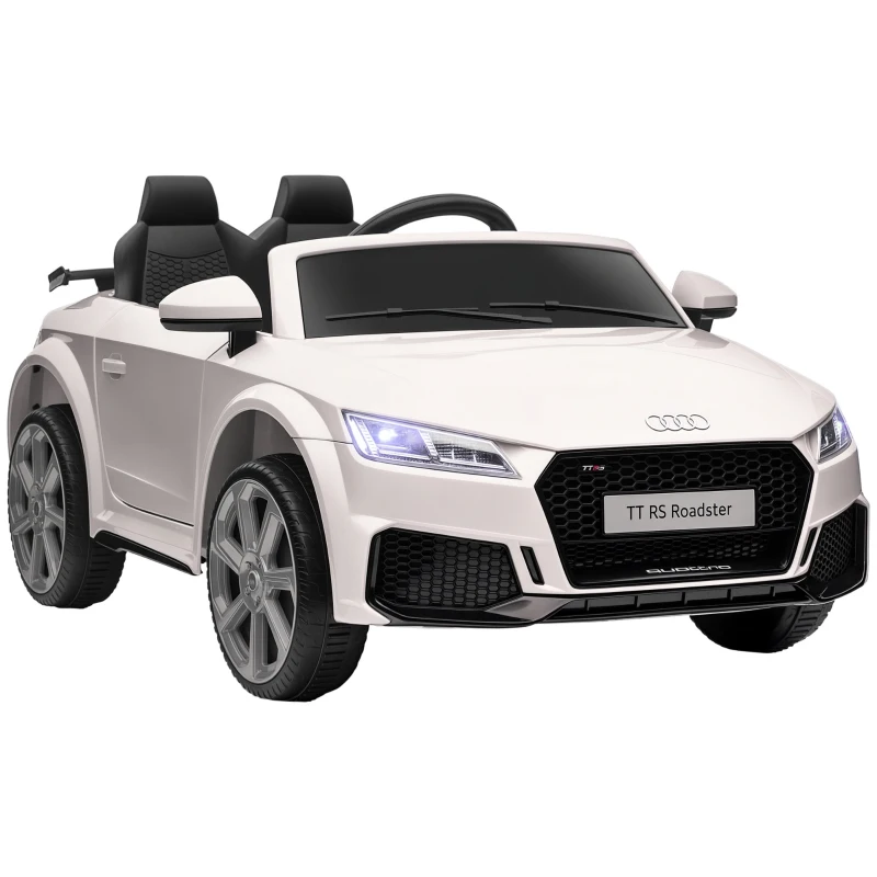 HOMCOM Kinder-Elektroauto, Audi TT RS Roadster, 3 km/h, Fernbedienung, LED, USB, Weiß(m-11)