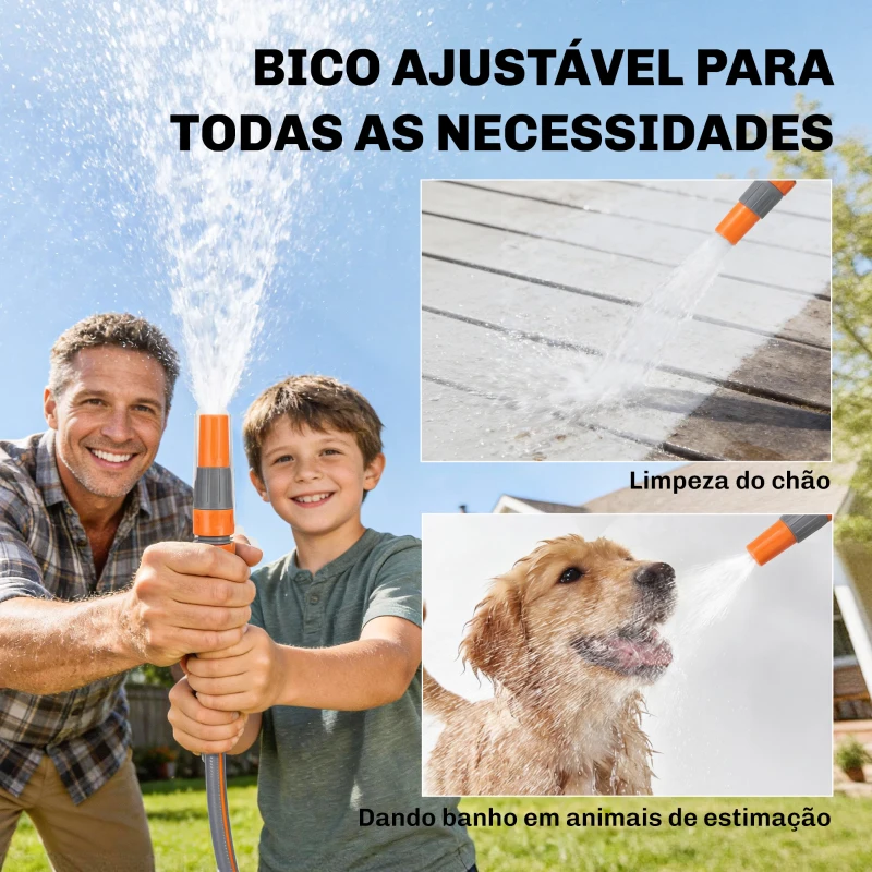Outsunny Carretel de Mangueira para Jardim 20+1,6 m com Bocal de 2 Modos Bloqueio Automático e Retracção Orientável 180° Laranja