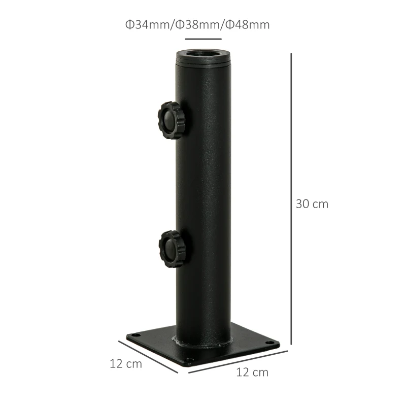 Outsunny Supporto per Ombrellone da Terrazza, Base per Ombrellone per Patio, Pontile, Giardino e Cortile, Nero