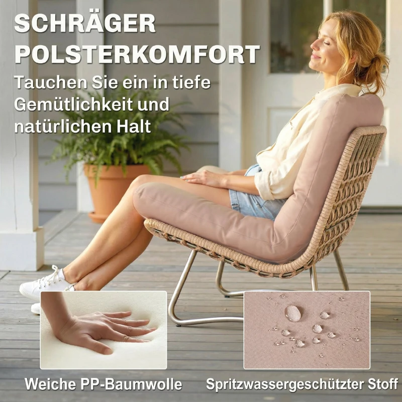Outsunny Gartenmöbel Set 4-teilig Polyrattan Lounge-Set mit Zweisitzer 2 Sessel Glastisch Breitem & Tiefem Sitz Dicke Kissen