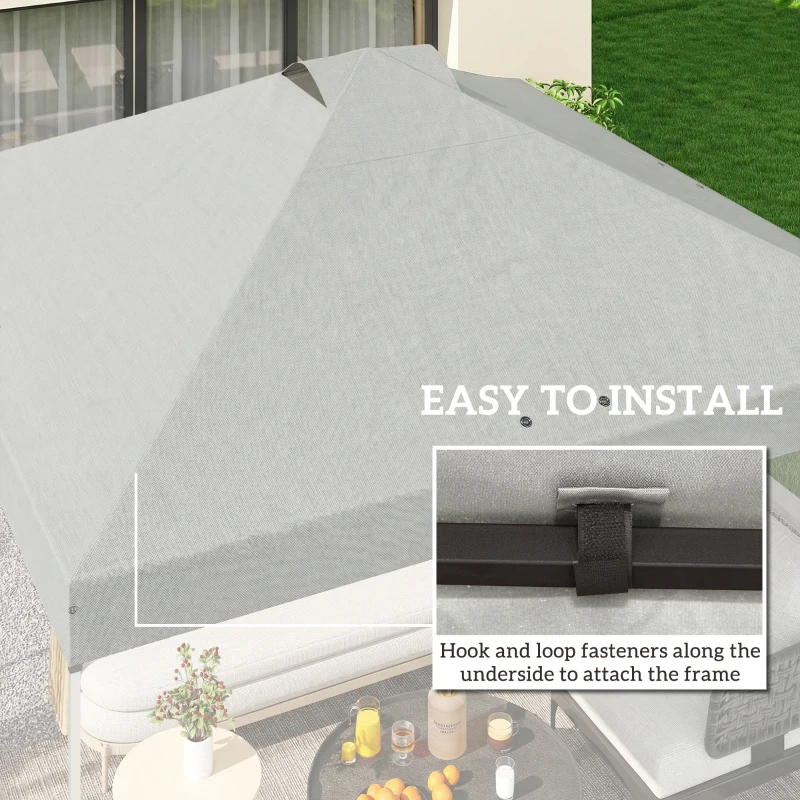 Outsunny Gazebo Roof Replacement UV50+ Waterproof Pop Up Canopy Cover with 8 Drainage Holes 3 x 3 m White