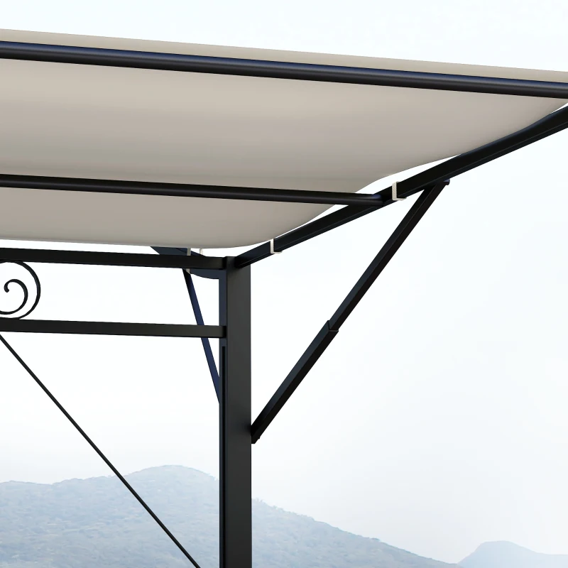 Outsunny Pavilion cu extensie de acoperiș pliabil, rezistent la intemperii 3 x 2,5 m Alb-crem