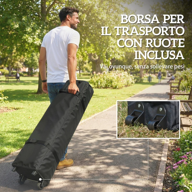 Outsunny Gazebo 3x3 m Pop Up con Tasche Portaoggetti e Sacchi di Sabbia, in Metallo e Tessuto Oxford, Bianco