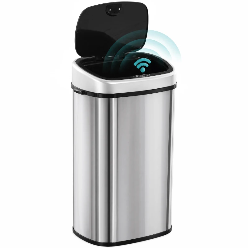 HOMCOM Stainless Steel Kitchen Sensor Dustbin Automatic Touchless Rubbish Garbage Waste Bin 58L Silver