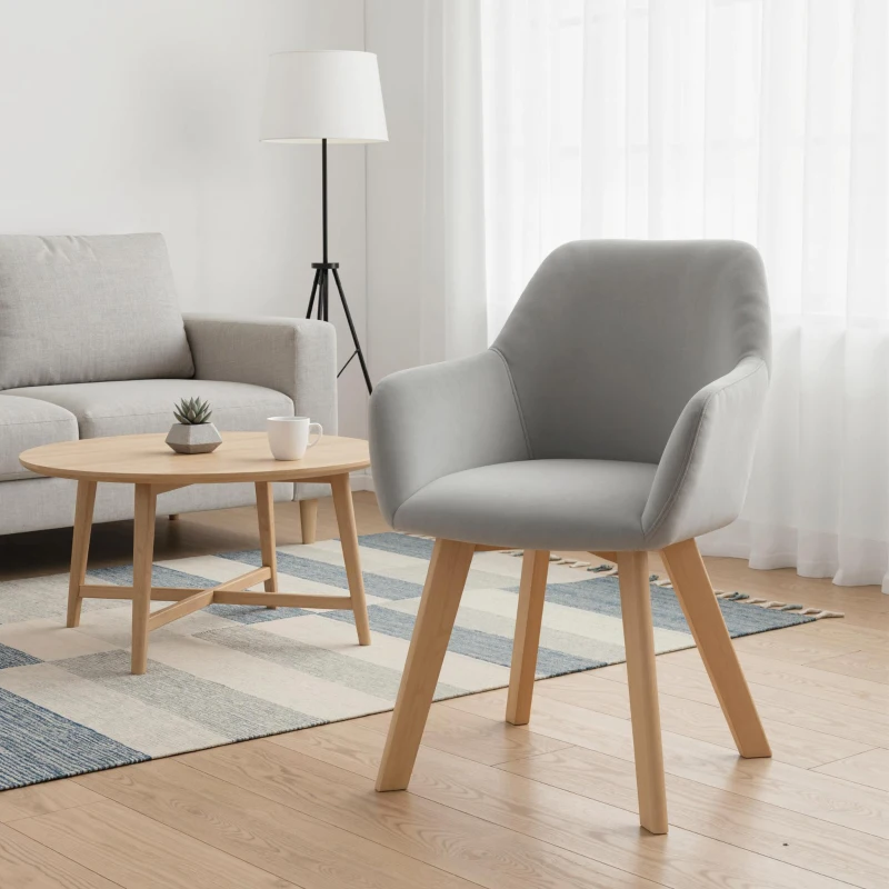 HOMCOM Juego de 2 Sillas de Comedor Modernas Tapizadas en Terciopelo con Patas de Madera para Salón 54x57x80 cm Gris