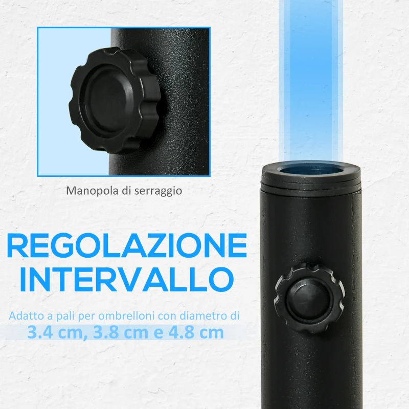 Outsunny Supporto per Ombrellone da Terrazza, Base per Ombrellone per Patio, Pontile, Giardino e Cortile, Nero