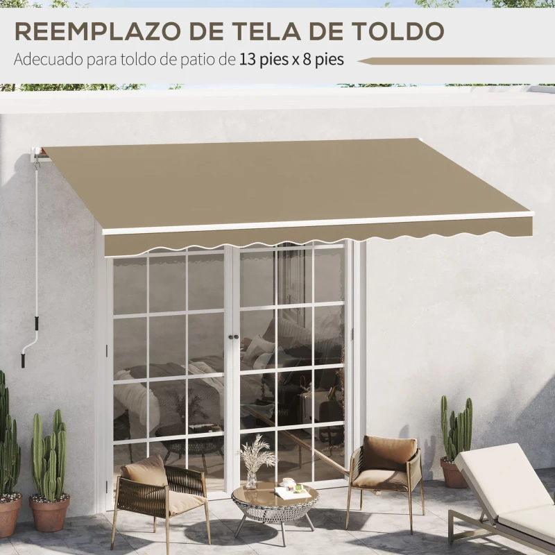 Outsunny Techo de Repuesto para Toldo 382x240 cm Lona para Toldo con Dobladillo Protección UV Impermeable para Patio Beige