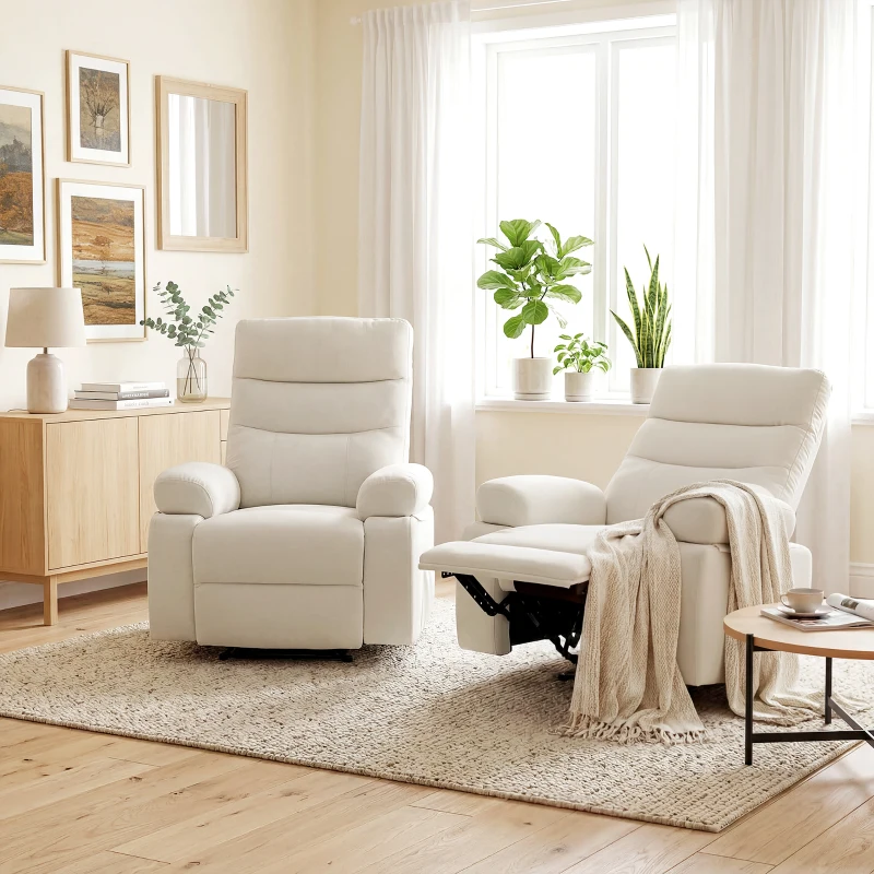 HOMCOM Fauteuil de massage fauteuil relax avec fonction inclinable vibration chauffage, télécommande inclus, crème