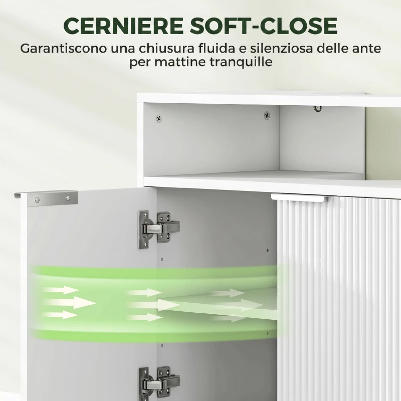 HOMCOM Mobile Sotto Lavabo Bagno con Ripiano Interno Regolabile e Ripiano Aperto, in Legno, 60x33x63 cm, Bianco