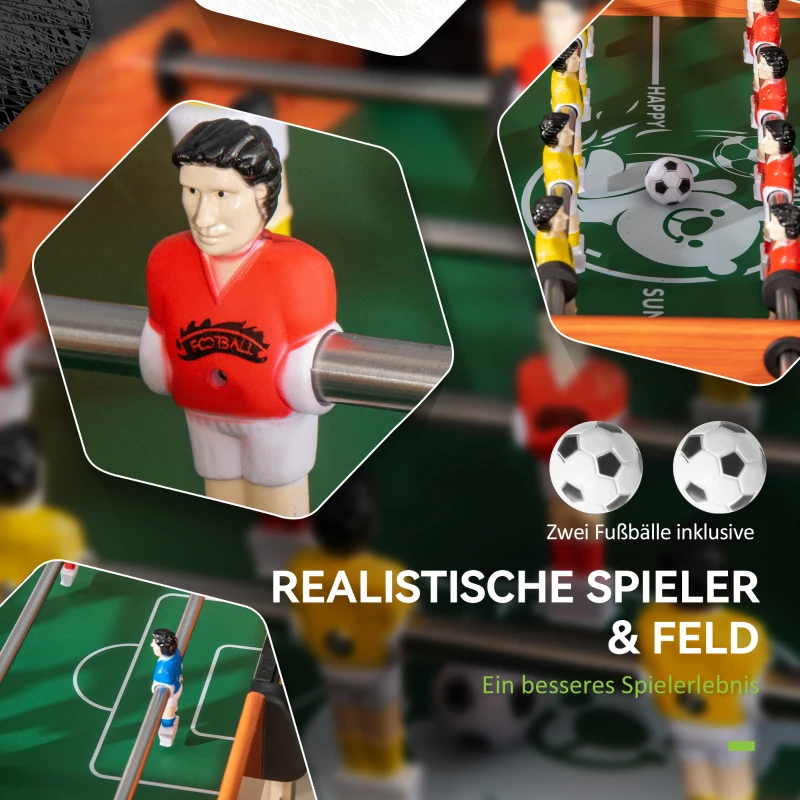 HOMCOM Tischkicker, Tischfußball-Set, 2 Bälle, rutschfeste Griffe, für Jugendliche Erwachsene, Punkteanzeige, MDF, Metall, Bunt
