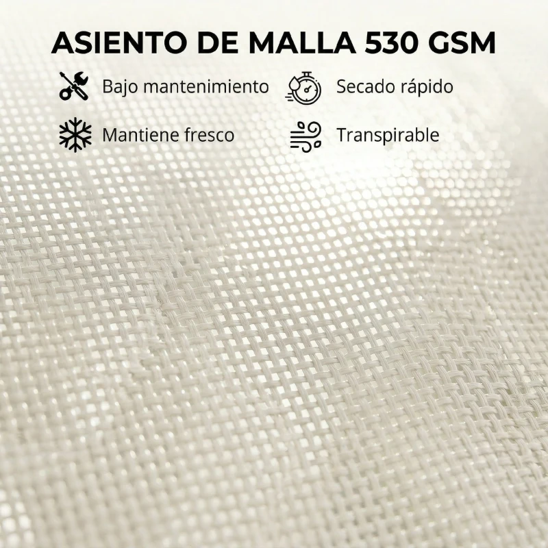 Outsunny Conjunto de 2 Tumbonas Reclinables con Ruedas Respaldo Ajustable 4 Niveles Estructura de Aluminio Tela Textilene Beige