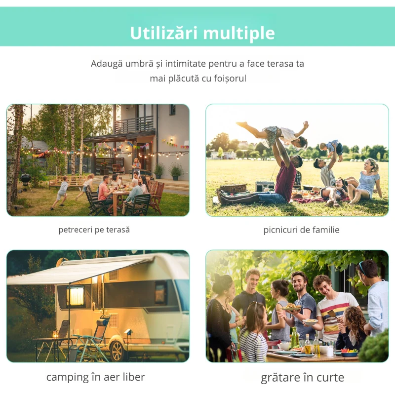 Outsunny Pavilion cu extensie de acoperiș pliabil, rezistent la intemperii 3 x 2,5 m Alb-crem