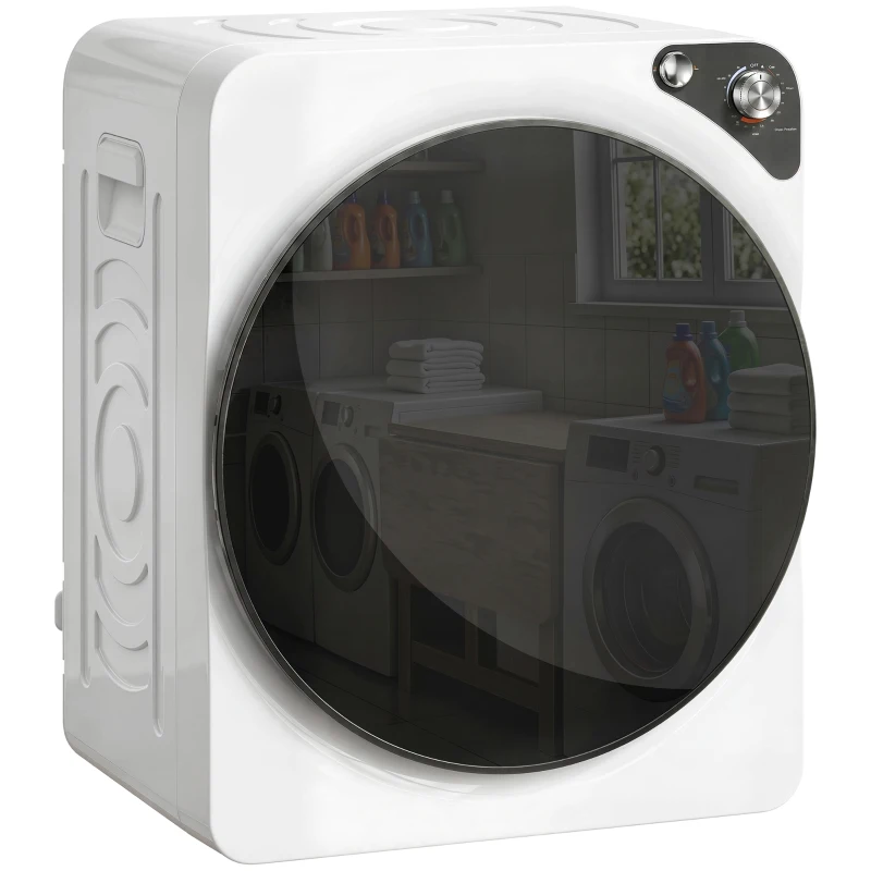 HOMCOM 5kg Vented Tumble Dryer, 1000W Compact Tumble Dryer with 5 Drying Modes, Stainless Steel Tub, White