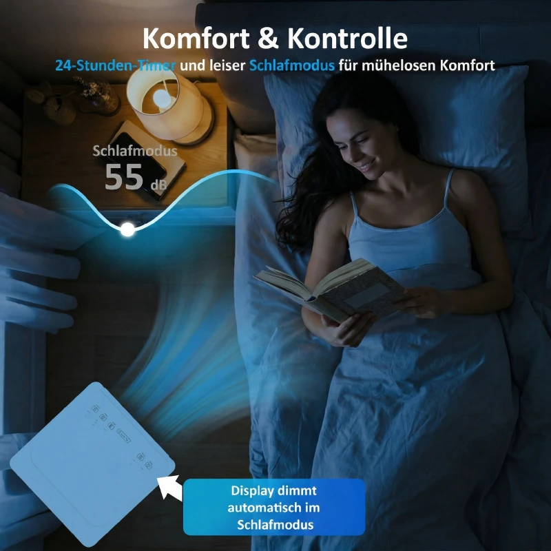HOMCOM Tragbares Klimagerät 7000 BTU, 4-in-1 Klimaanlage mit Kühlung, Entfeuchter, Ventilator, Schlafmodus