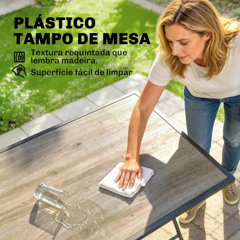 Outsunny Conjunto de Mesa e Cadeiras de Jardim de 5 Peças Móveis de Jardim com 4 Cadeiras Dobráveis e Mesa Dobrável Cinzento