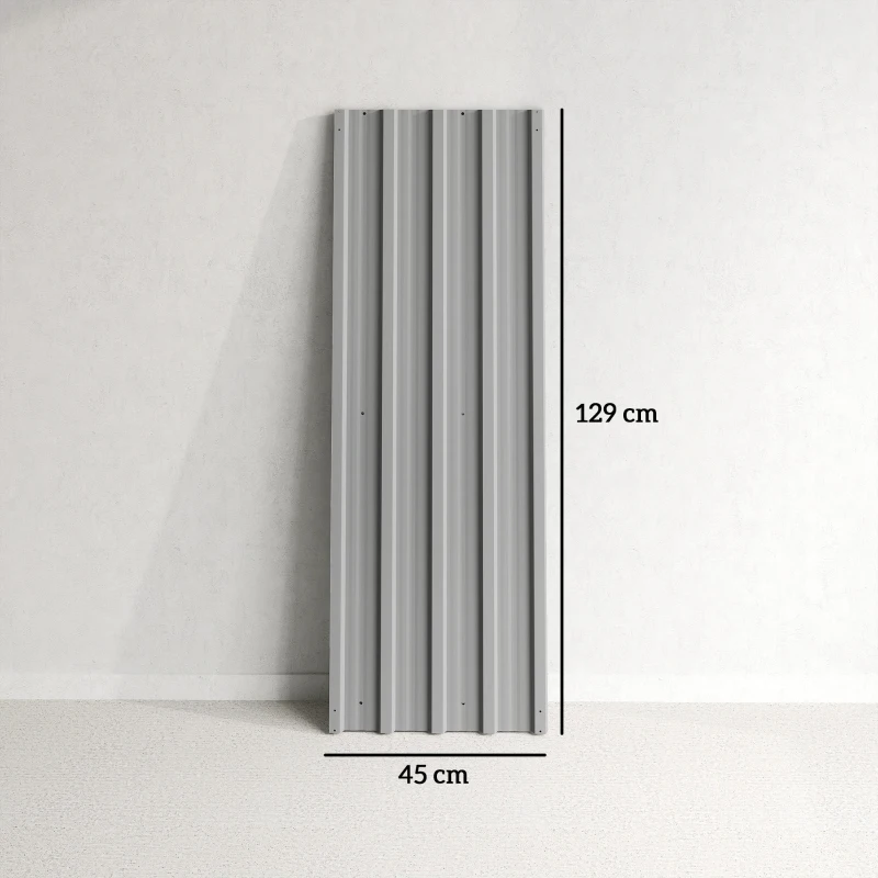 Outsunny Juego de 12 Paneles para Tejado de Acero Galvanizado 7m² para Caseta de Herramientas Cobertizo 129x45cm Gris Claro