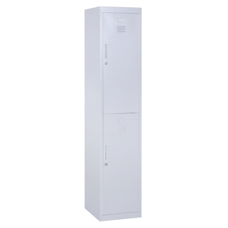 Vinsetto Armadietto 4 Ripiani 2 Porte Chiusura di Sicurezza Ufficio Garage Officina Acciaio Laminato a Freddo 38x46x180cm Grigio