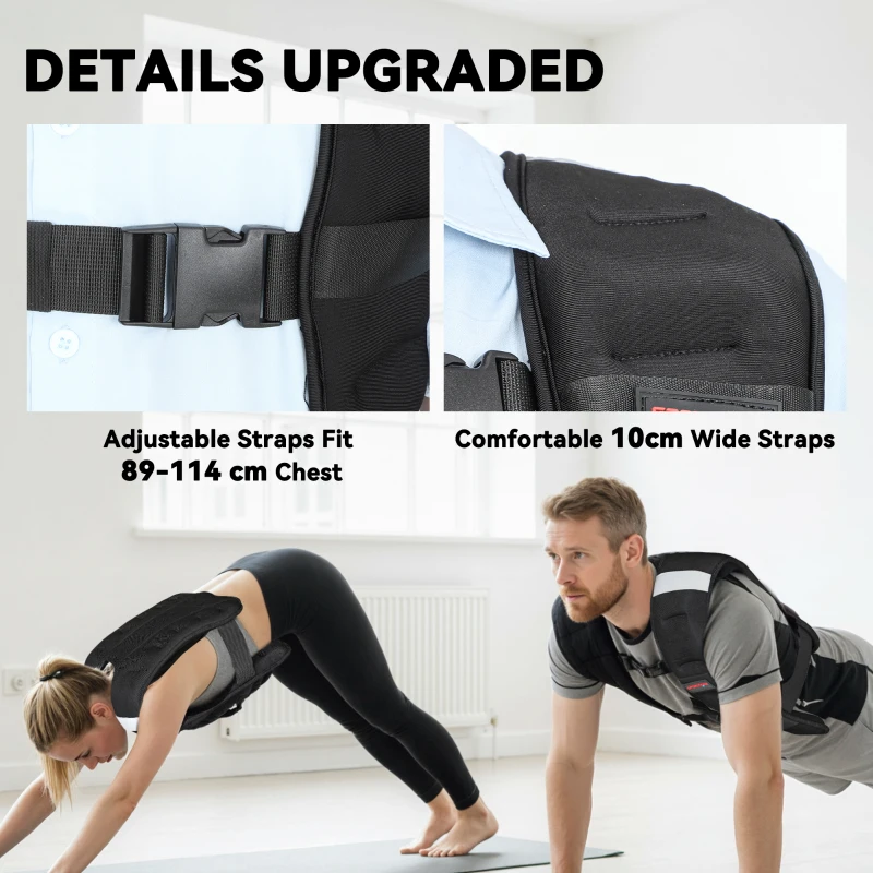 SPORTNOW Weighted Vest, 10 kg Weight Vest with Adjustable Straps, Reflective Strips, Black