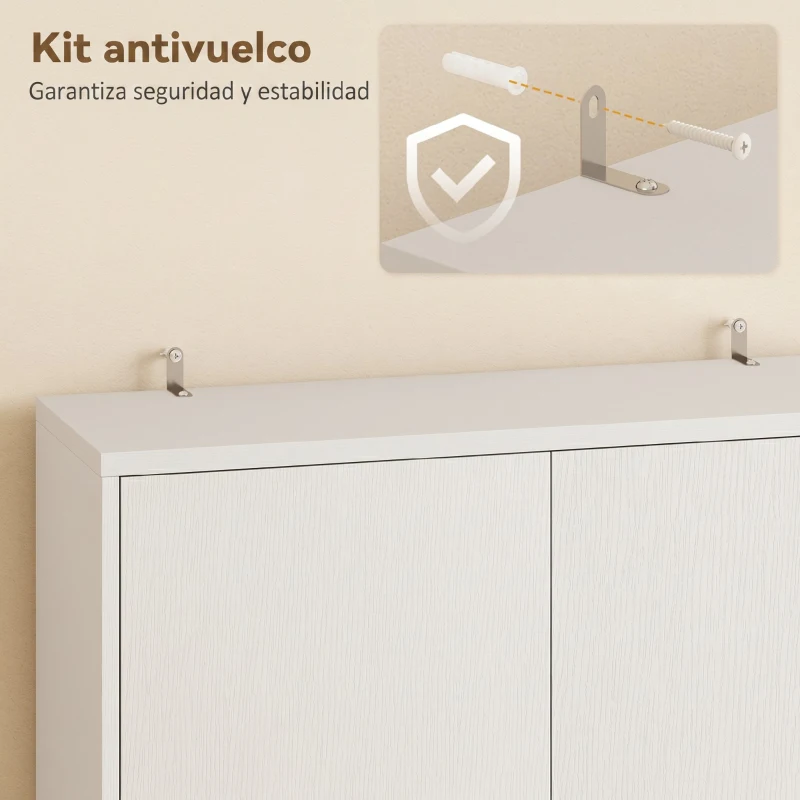 HOMCOM Mueble Auxiliar de Cocina con Soporte para Microondas 2 Cajones 2 Puertas y Panel Perforado de Metal Blanco
