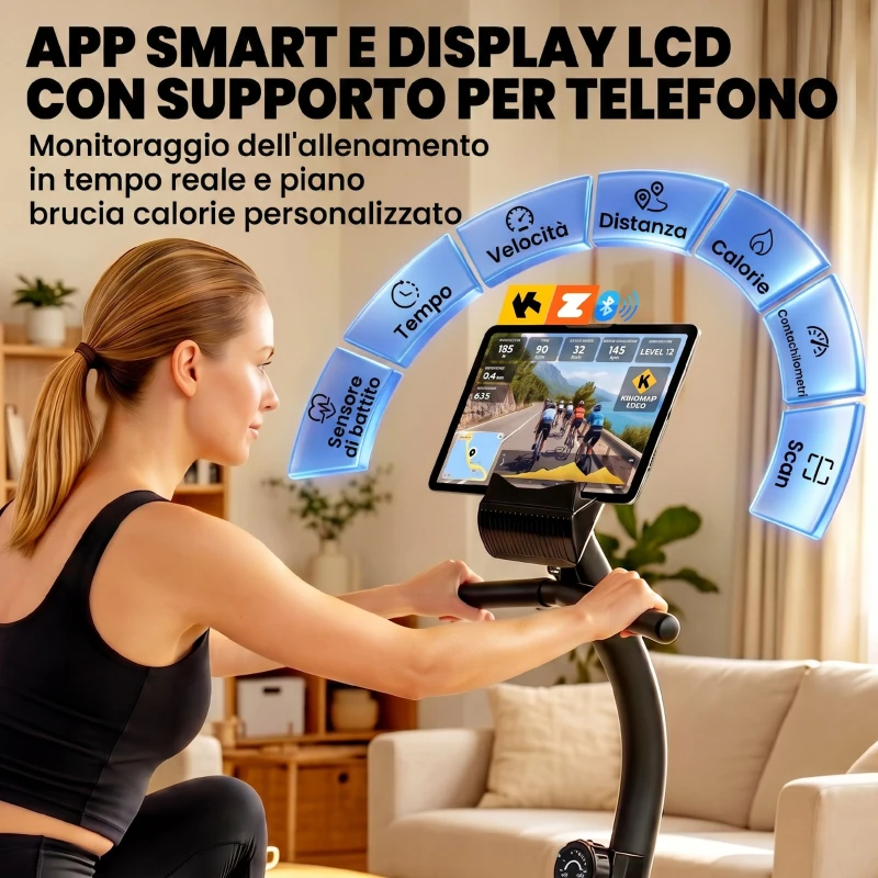 SPORTNOW Cyclette Reclinata per Anziani con Bluetooth, Connettività App, Ruote